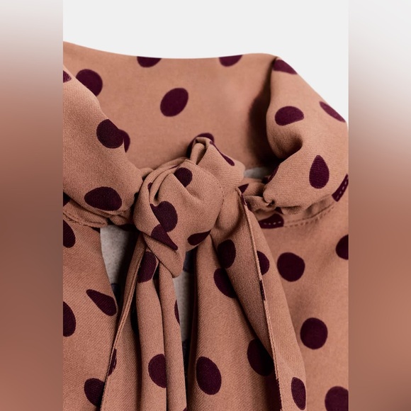 NWT ZARA TIED POLKA DOT MIDI DRESS - Picture 7 of 8